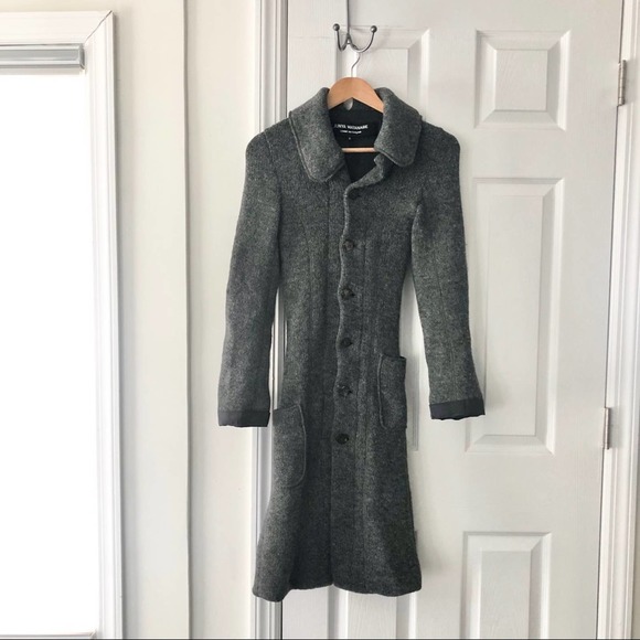 Junya Watanabe Jackets & Blazers - Junya Wantanabe Grey Sweater Asymmetric Wool Coat